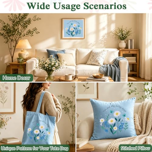 Louise Maelys Daisy Quote Embroidery Kit for Beginners, Blue Floral Craft - color: Daisy Quote