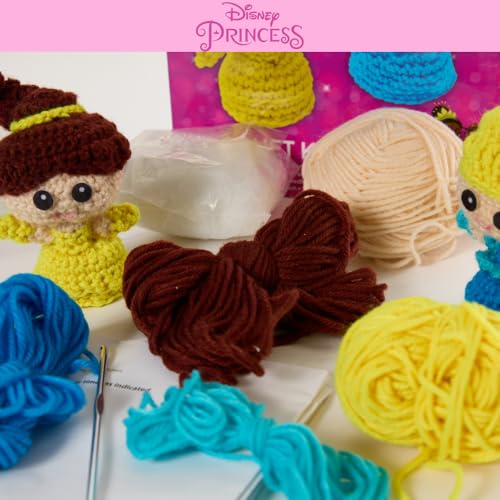 Disney Princess Crochet Kit for Beginners - Cinderella & Belle Craft Kit - color: Cinderella and Belle