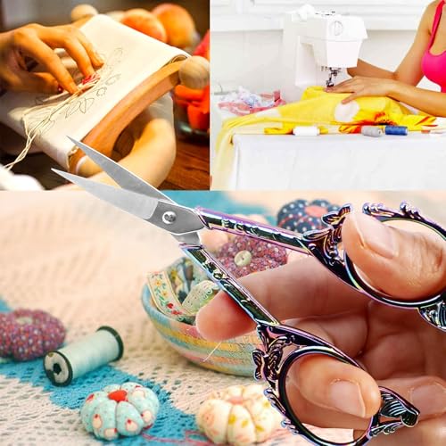 Retro Embroidery Sewing Scissors with Case Small Size Crafting Cross Stitch Accessory - size: 4.5 Inch, style: Style CC1702F