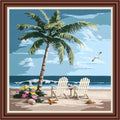 Dimensean Counted Cross Stitch Kit for Beginners, 11CT Unprinted Cross-Stitch Kit Easy Patterns Needlepoint Kit Cross Stitching Embroidery Kit Supplies-Resting Under Coconut Trees Seaside 18x18 inch - color: Patterns14