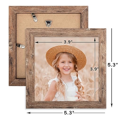 4x4 Picture Frame Wood Square Photo Frame Vintage Brown - color: Brown, size: 4x4