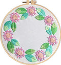 Abillyn Embroidery Starter Kit Pink Flower Stamped with Printed Pattern Cross Stitch Embroidery Kits (Flower 2) - color: Flower 2