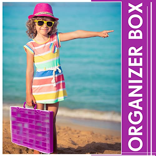 Juexica 2 Pcs 48 Grid Plastic Bead Storage Organizer Box, Purple - color: Purple