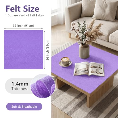 Lavender Soft Felt Sheet 36'' X 36'', 1.4mm Felt Fabric Sheet for Crafts - color: Lavender