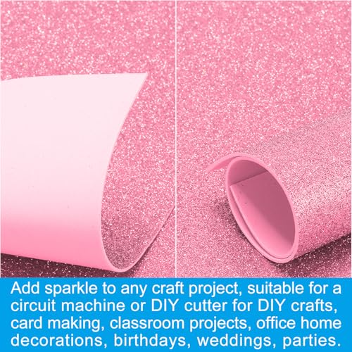 PATIKIL 2mm(1/10") Thick Non Adhesive Glitter Foam Sheet 16x24inch(40x60cm) Pink, EVA Shiny Foam Board for Craft, 6 Pcs - color: Pink