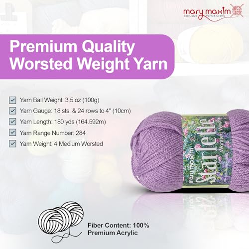 Mary Maxim Starlette Yarn, Soft Acrylic Yarn, 3.5 OZ, 180 Yards, Amethyst - color: Amethyst