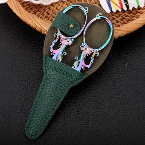 YOUGUOM 5.3in Crafting Scissors with Cover, Multipurpose Shears - color: Rainbow