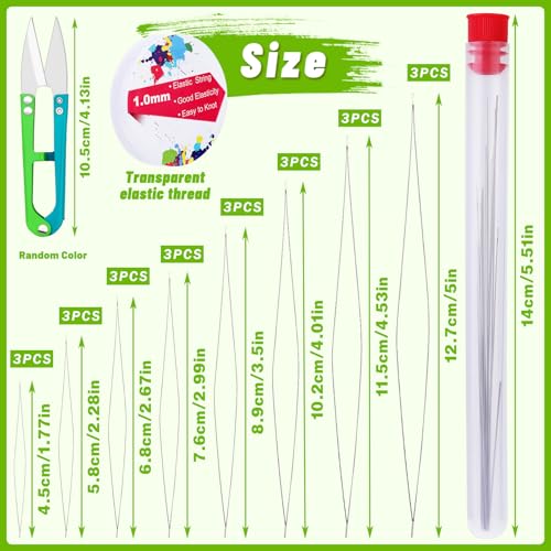 UOOU 26 Pcs Big Eye Beading Needles Set Bead Needles for Seed Beads