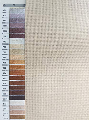19" x 28" 18CT Counted Cotton Aida Cloth Cross Stitch Fabric (Khaki) - color: Khaki