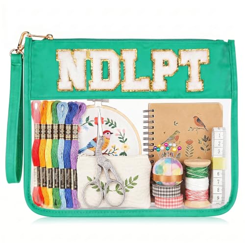 Sokfone Needlepoint Project Bag Embroidery Storage Organizer, Portable Sewing Project Bag for Quilting Crochet Knitting Supplies for Needlepoint, Thread, Fabric & Craft Accessories(Green) - color: Green