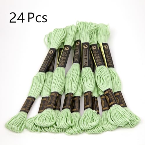 24 Skeins Embroidery Cotton Floss is 100% Egyptian Long Fiber Cotton of 8.75yds Each Cotton Cross Stitch Thread for Hand Embroidery DIY Creation and Friendship Bracelet String. (24, Light Grey) - color: Light Grey