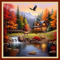 Redxing Stamped Cross Stitch Kits - Beach Night Landscape Counted Cross Stitch Kits for Beginners Adults Needlepoint Cross-Stitch Patterns-House Elk 18x18 inchs - color: ArtsKit24