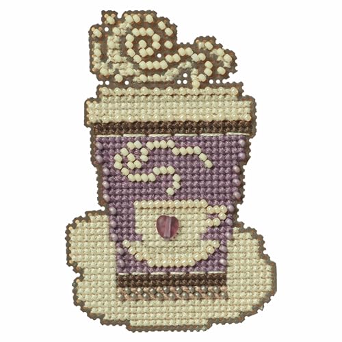Mill Hill to Go Coffee Beaded Counted Cross Stitch Ornament Kit 2024 Autumn Harvest MH182423 Multicolor, 3 x 3 Inches