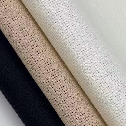 KCS 3 pc of 15" x 18"(38cmx45cm) Counted Cross Stitch Cotton Aida Cloth Needlework Rolled Fabric Box,16CT,Antique White+Khaki+Black - color: Antique White+khaki+black, size: 16CT