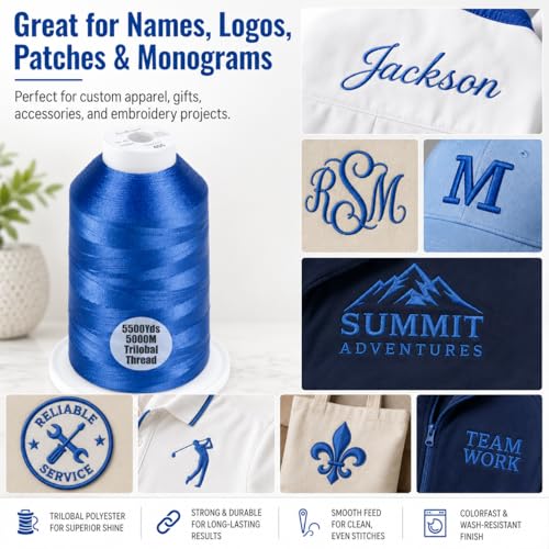 Simthread 5500Yds/5000M 40WT Polyester Embroidery Thread Blue 405 - color: Blue-405