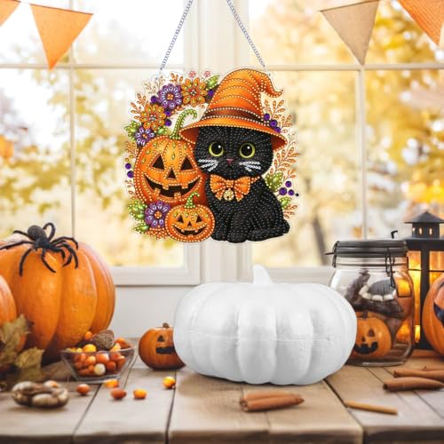 ARPADAMO Black Cat Diamond Art Kits for Adults, Acrylic Hanging Suncatcher - color: DP05088