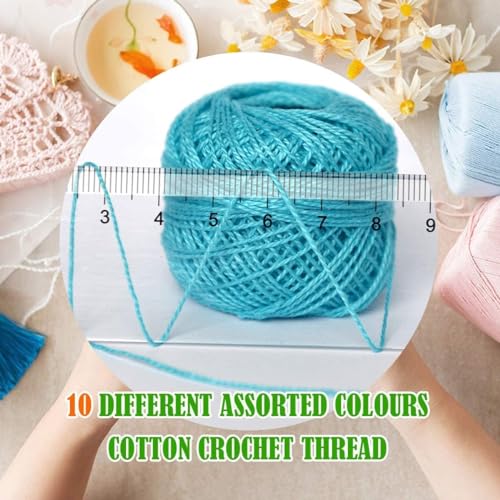 Size 8 Crochet Thread 10 Colors for Crochet Hardanger Cross Stitch Needlepoint Hand Embroidery (New Blue Series) - color: Lt Blue Series