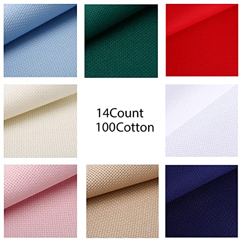 Yurdon Aida Cloth 14 Count Cross Stitch Fabric, 12 by 18 inches, 8 Color