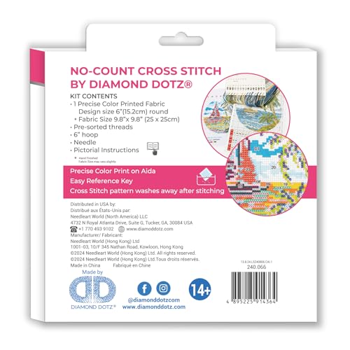 DIAMOND DOTZ Sailing Away Stamped Cross Stitch for Adults, Counted Pattern - color: Sailing Away