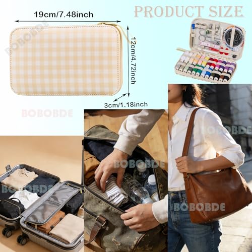 Travel Basic Sewing Kit with Checkered Pattern Sewing Set - color: 130PCS-Checkered
