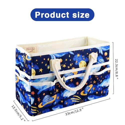 Craft Organizer Tote Bag with Multiple Pockets,Scrapbooking Art Storage - color: Dark Whale