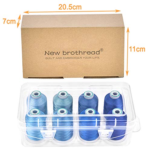 New brothread 8 Spools Embroidery Machine Thread with Box -Different Blue - color: Differ Blue