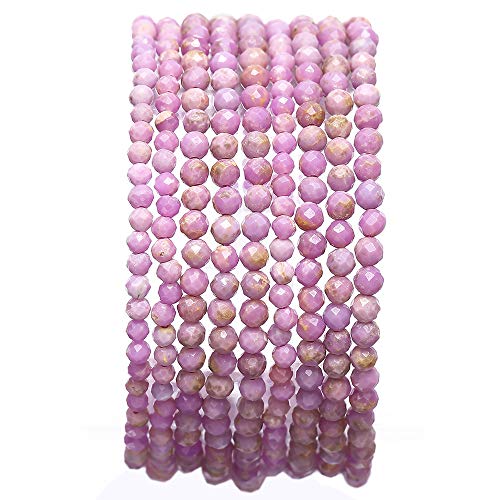 BEADIA Faceted Natural Purple Micas Stone Round Loose Semi Gemstone Beads for Jewelry Making 3-3.5mm 38cm - color: Purple Mica Faceted, size: 3-3.5mm