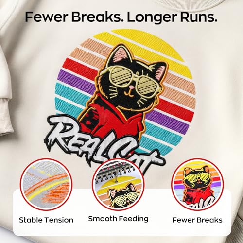 Poolin Embroidery Thread, Huge Spool Richword Selected 2 Rolls White 4000M(4374Y) 40WT Polyester Thread for All Embroidery Machines - color: 2 White