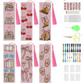 KYOQFVN 6 Pcs Pink Cross Stitch Bookmark Kit for Beginner, 14 CT Bow Stamped Cross Stitch Kits, Stamped Embroidery Bookmark Kit with Instructions Hand Craft - color: SQSZX-007-US
