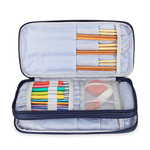 Teamoy Knitting Needles Organizer, Travel Crochet Hook Case, Blue Cats - color: Blue Cats