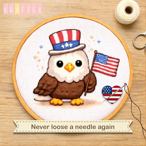 Kraftex Magnetic Needle Minder. Needleminder for Embroidery & Sewing. Cute Needlepoint Accessories. Magnetic Needle Holder for Cross Stitch. Cute Magnet Pin Gift - color: Patriot