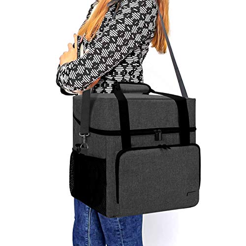 LUXJA Serger Machine Carrying Case with Bottom Wooden Board, Black - color: Black