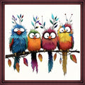 Redxing Stamped Cross Stitch Kits Full Range of Embroidery Starter Kits- Needlepoint Counted Cross Stitch Kits for Beginner Adults 11CT Printed Embroidery Kit-Colorful Birds Tree Branches 18x18 inch - color: Artskits36
