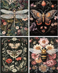 Tiwabb 4 Pack Insect Flowers Stamped Cross Stitch Kits for Adults Beginners - color: Insect