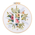 Amiiba Embroidery Starter Kit with Letter H Pattern, DIY Full Range Stamped Embroidery Cross Stitch Kits for Beginners Adults (Letter H) - color: Letter H