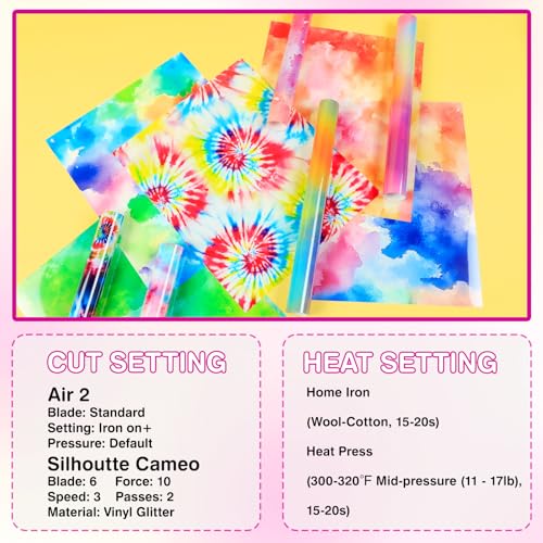 HTVRONT Tie-Dye HTV Heat Transfer Vinyl - 11 Pack Pattern htv - color: Tie-dye HTV