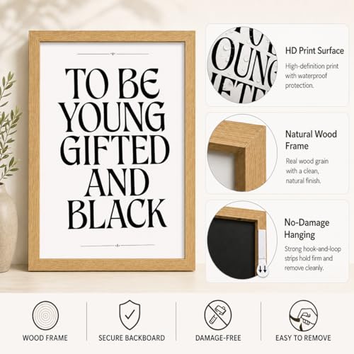 Framed African Black Boy Trendy Wall Art Positive Affirmations Wall Decor - color: Black Quotes, size: 10"L x 8"W