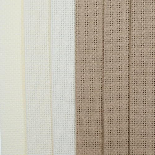 KCS 6 pc of 12" x 18"(30cmx45cm) 14CT Counted Cotton Aida Cloth Cross Stitch Fabric (Cream+Khaki) - color: Cream+khaki