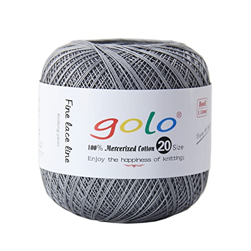 golo Crochet Thread Size 20 Yarn for Hand Knitting Size 20 Silver Grey 517 - color: 517 Silver grey