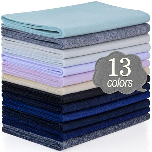 XSEINO 13 Rolls 8"x35" 1.4mm Thick Soft Felt Fabric Sheet 13 Assorted Black White Series Colors Felt Pack Pastel Felt Sheets for DIY Craft Sewing Squares Nonwoven Patchwork - color: Neutral Hues