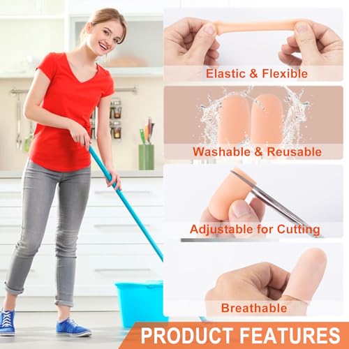Pndeyo 10pcs Gel Finger Cots, Silicone Thumb Fingertip Protector, Reusable Finger Support Covers Gloves for Trigger Finger Cracking Arthritis