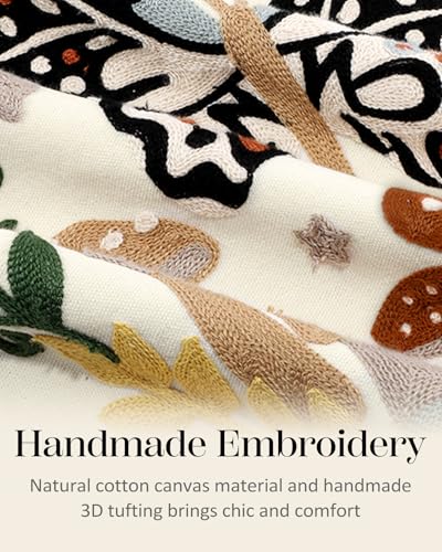Embroidered Throw Pillow Cover, 18x18 Inch, Butterfly Moon - color: Butterfly Moon, size: 18" x 18" (Pack of 1)
