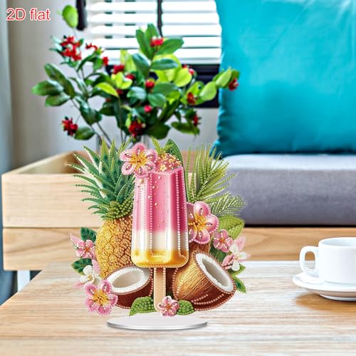 POETRYDRAW Diamond Art Ornament Desktop Kit Ice Cream Fruit, Stand Up Diamonds Painting Ornament for Adults, 5D DIY Special Diamond Gem Craft Tabletop Placement Board Kit - color: Ice Cream Fruit
