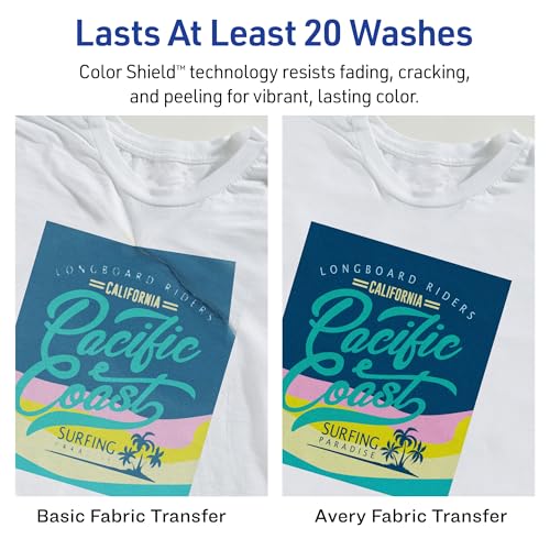 Avery Printable Heat Transfer Paper for Light Fabrics, 8.5" x 11", Inkjet Printer Compatible, 12 Sheets of Iron On Transfer Paper, Great for Custom Shirts, Uniforms, Gifts, and More (3275) - size: 8.5"x11", style: 12 transfers