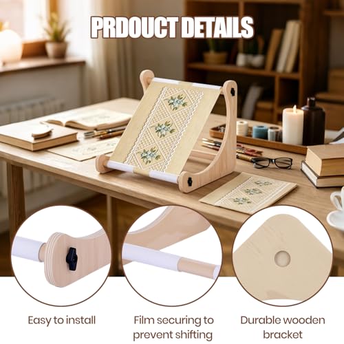 Exsulity Adjustable Embroidery Table Stand, Wood Embroidery Hoop Holder