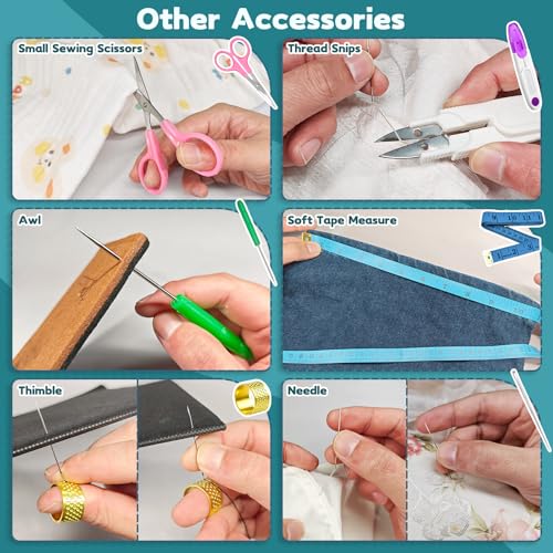 Lechchy 36 Pcs Sewing Tool, 2 Big+ 2 Small Seam Rippers, 20 Needle Threaders, 1 Small Sewing Scissors, 1 Thread Snips, 2 Drawstring Threaders, 1 Soft Tape Measure, 1 Awl Tool, 1 Thimble, and 5 Needles - color: Style 2