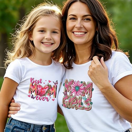 Mother’s Day DTF Transfer Ready to Press, 4PCS Best Mom Ever Iron on Patches Pink Flower Butterfly Heat Transfer Vinyl Decals Mama Leopard Print Iron on Appliques for T-Shirt Bags DIY Spiritual Craft - color: Pink Mother's Day A