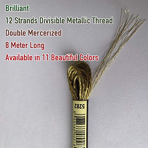 8 Meters 12 Strands Metallic Embroidery Floss Cross Stitch Needlework Thread, Metallic Purple, 10 Skeins - color: Metallic Purple
