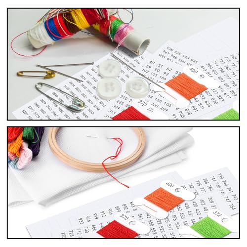 Marspark 1300 Pcs Floss Number Stickers Cardboard Floss Bobbin Set with Blank Number Stickers for Wrapping and Storing Stitch Needlework Handmade Thread Supplies