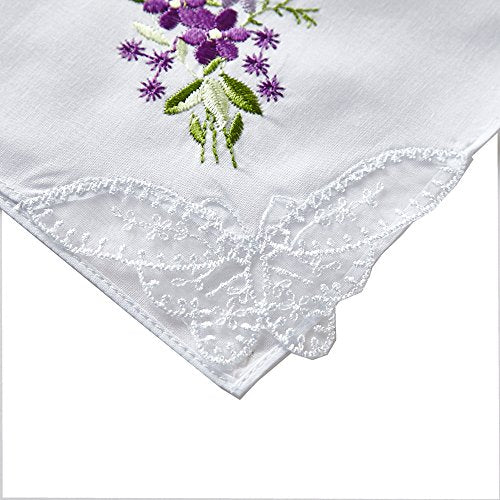 RDS HANKYTEX Cotton Embroidery Ladies' Handkerchiefs Lace Set of 6 - style: 6